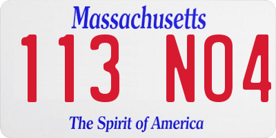MA license plate 113NO4