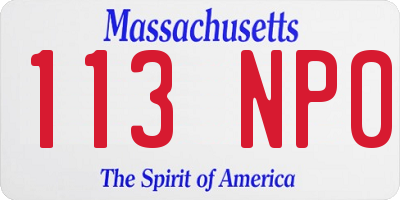 MA license plate 113NP0