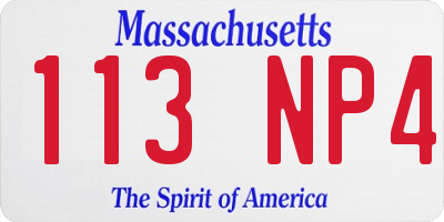 MA license plate 113NP4