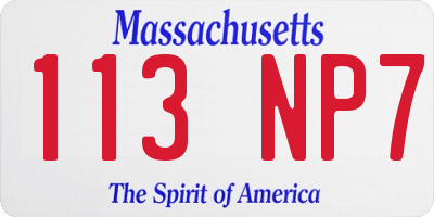 MA license plate 113NP7