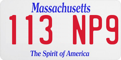 MA license plate 113NP9