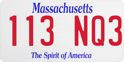 MA license plate 113NQ3