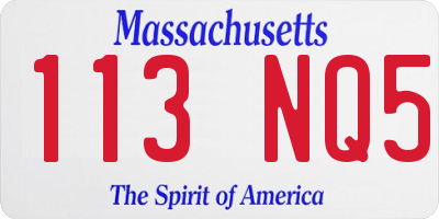 MA license plate 113NQ5