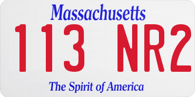 MA license plate 113NR2