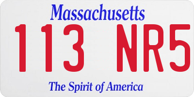 MA license plate 113NR5
