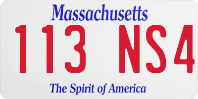 MA license plate 113NS4
