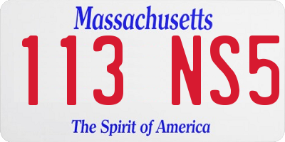 MA license plate 113NS5
