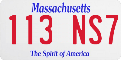 MA license plate 113NS7