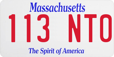 MA license plate 113NT0