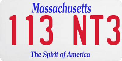 MA license plate 113NT3