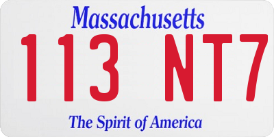 MA license plate 113NT7