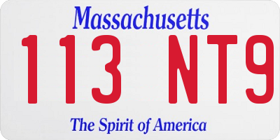 MA license plate 113NT9