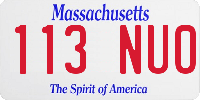 MA license plate 113NU0