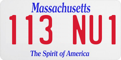 MA license plate 113NU1