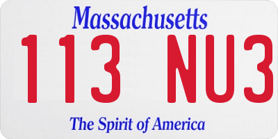 MA license plate 113NU3