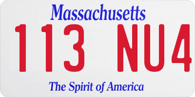 MA license plate 113NU4
