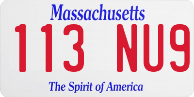MA license plate 113NU9