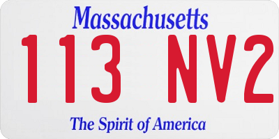MA license plate 113NV2