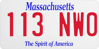 MA license plate 113NW0