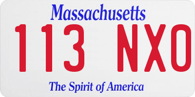 MA license plate 113NX0
