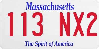MA license plate 113NX2