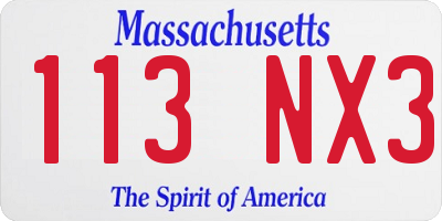 MA license plate 113NX3