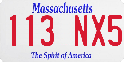 MA license plate 113NX5