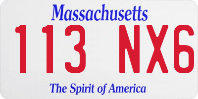 MA license plate 113NX6