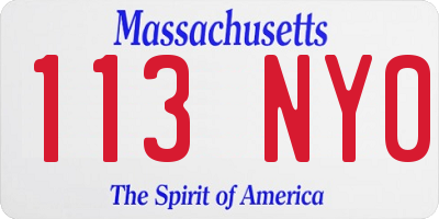 MA license plate 113NY0