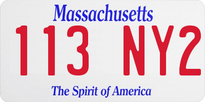 MA license plate 113NY2