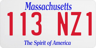 MA license plate 113NZ1