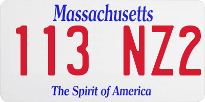 MA license plate 113NZ2