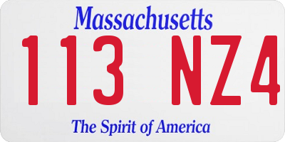 MA license plate 113NZ4
