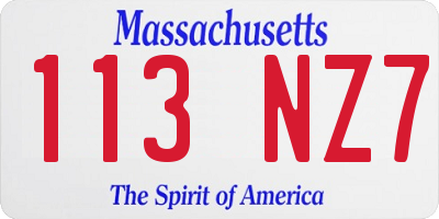MA license plate 113NZ7