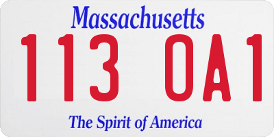 MA license plate 113OA1