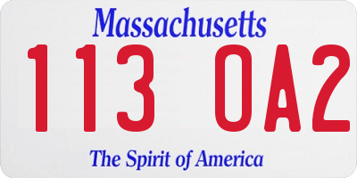 MA license plate 113OA2