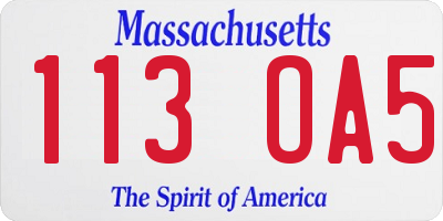 MA license plate 113OA5