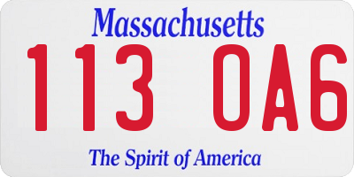 MA license plate 113OA6