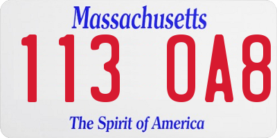 MA license plate 113OA8