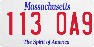 MA license plate 113OA9