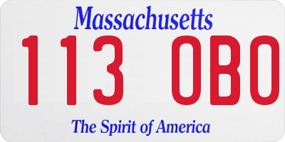 MA license plate 113OB0