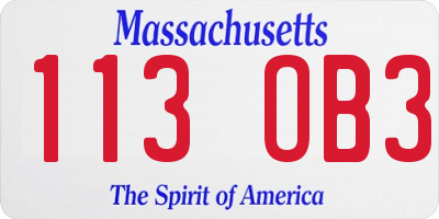 MA license plate 113OB3