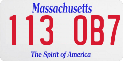 MA license plate 113OB7