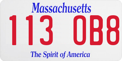 MA license plate 113OB8