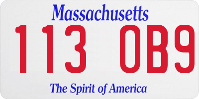 MA license plate 113OB9