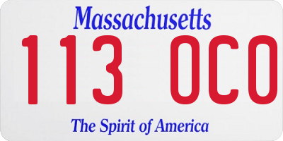 MA license plate 113OC0