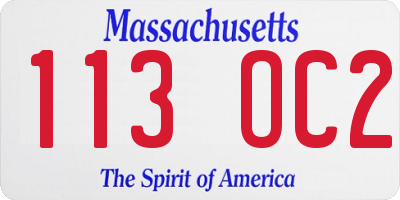 MA license plate 113OC2