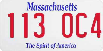 MA license plate 113OC4