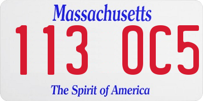 MA license plate 113OC5