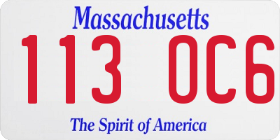 MA license plate 113OC6